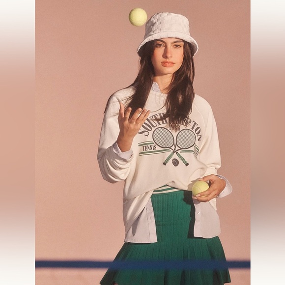Anthropologie Southampton Tennis Graphic White Sweater - Picture 9 of 9